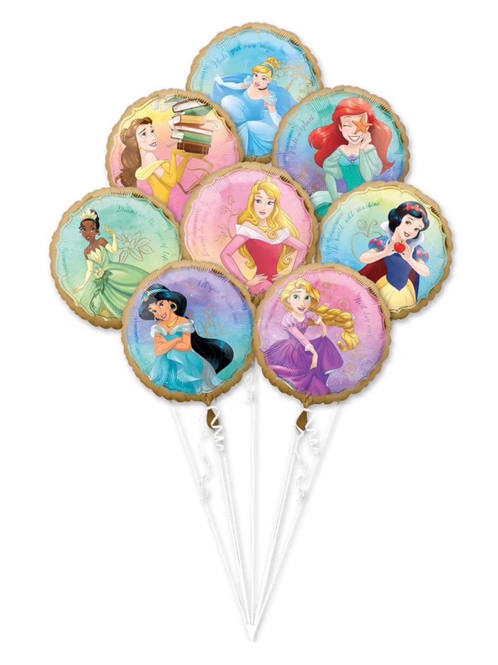 New Disney Princess Foil Balloon Bouquets 2 pack- 16 Balloons